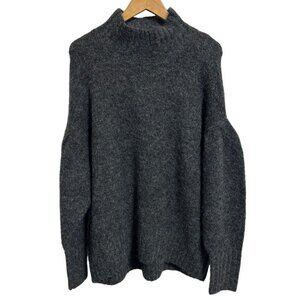 NWT Express Chunky Turtleneck Sweater Dark Gray Puff Sleeve